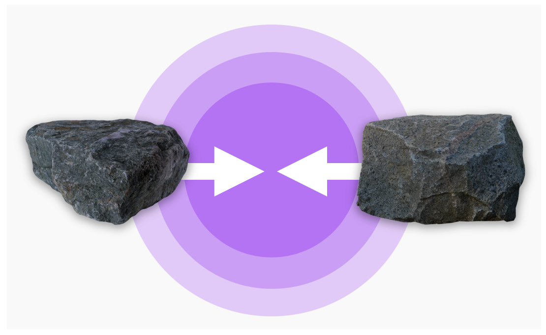 Two magnetite rocks attracted together